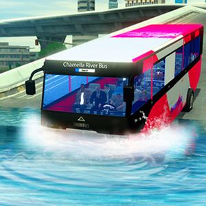 Simulador de ilha de ônibus aquático